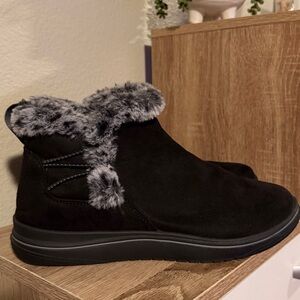 Clarks Black Suede Fur-Trimmed Boots